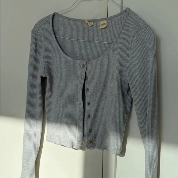 Levi's Gray Ribbed Button-Up Top - Picture 3 of 3